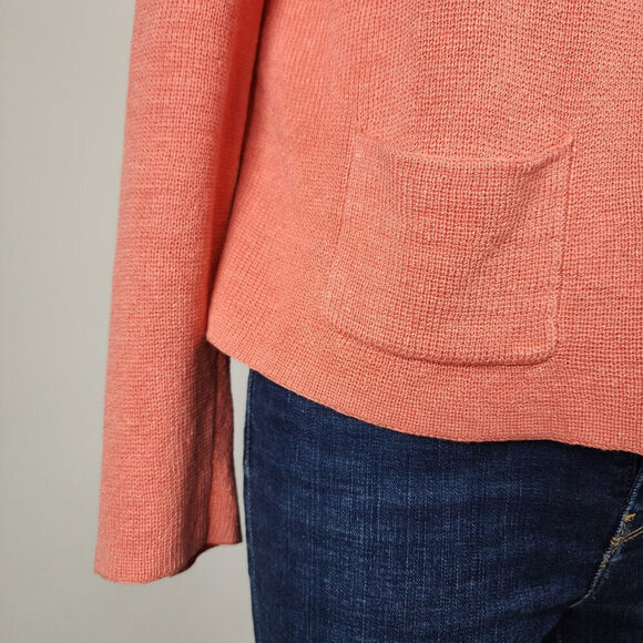Eileen Fisher Coral Linen Knit Button Up Cardigan Size M - Picture 3 of 8
